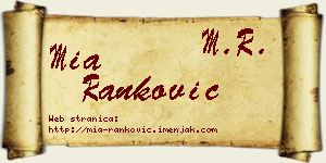 Mia Ranković vizit kartica
